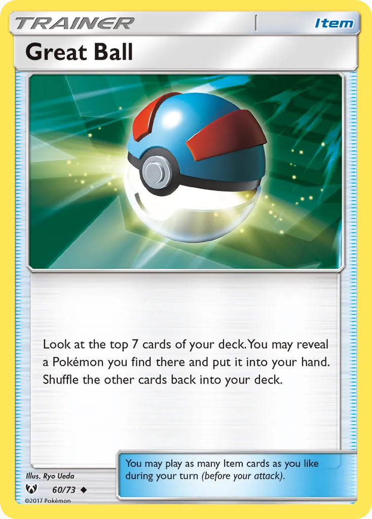 2017 Shining Legends Great Ball Uncommon #60/73 Uncommon card image