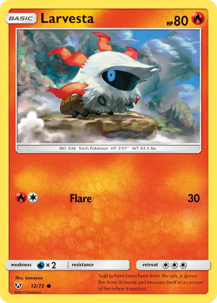 2017 Shining Legends Larvesta Common #12/73 Common card image