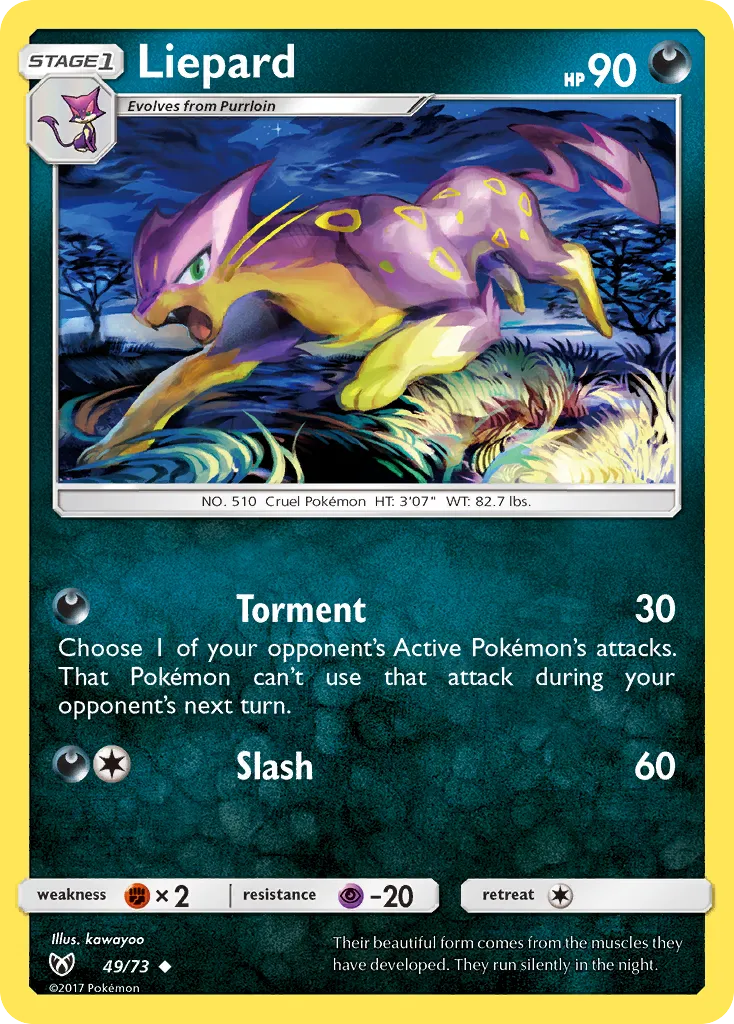 2017 Shining Legends Liepard Uncommon #49/73 Uncommon card image