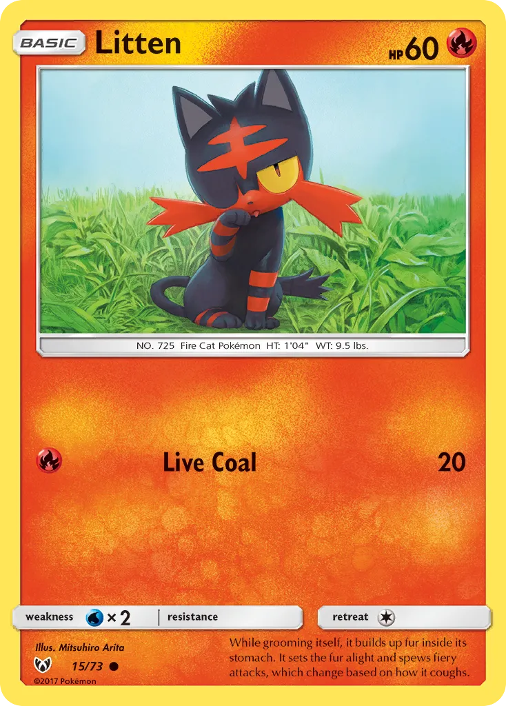 2017 Shining Legends Litten Common #15/73 Common card image