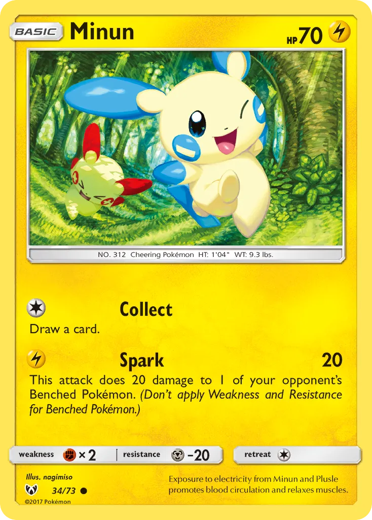 2017 Shining Legends Minun Common #34/73 Common card image