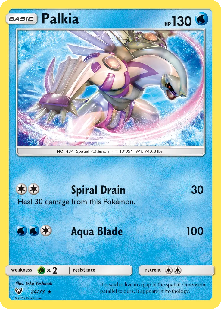 2017 Shining Legends Palkia #24/73 Rare Holo card image