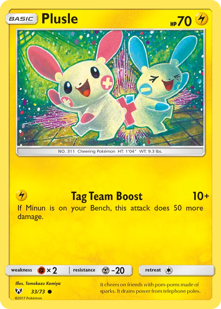 2017 Shining Legends Plusle Common #33/73 Common card image