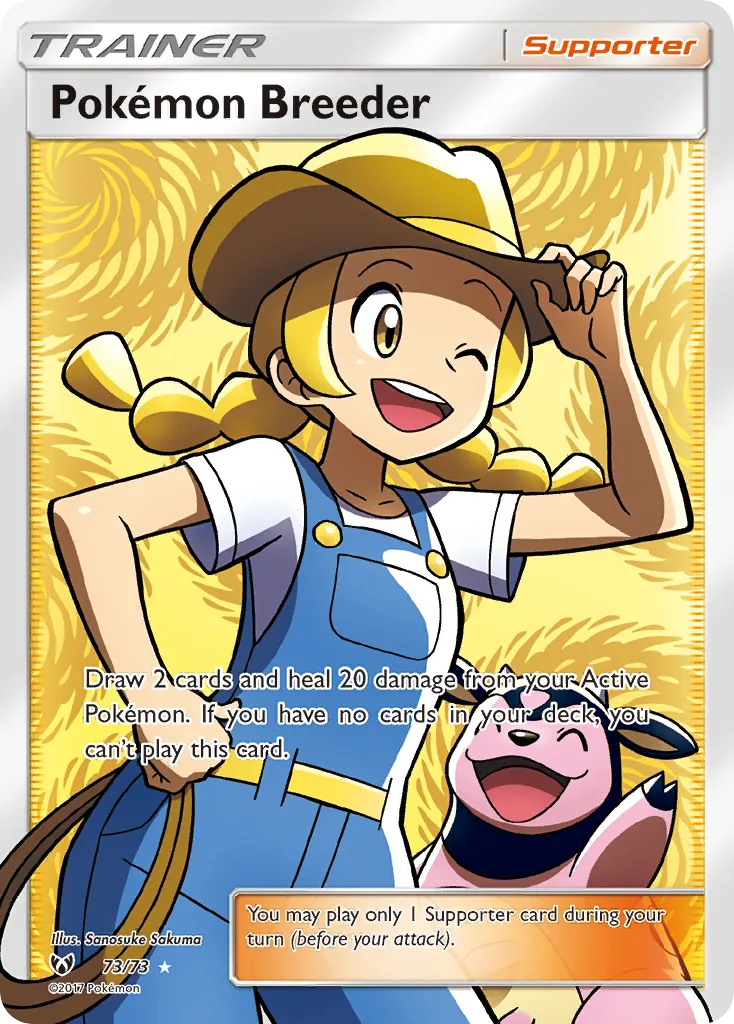 2017 Shining Legends Pokémon Breeder #73/73 Rare Ultra card image