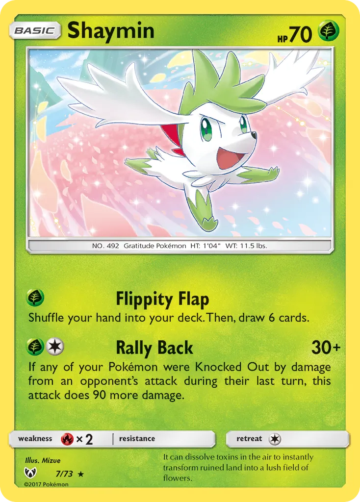 2017 Shining Legends Shaymin #07/73 Rare Holo card image