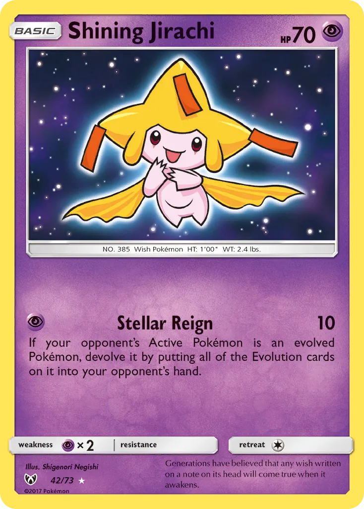 2017 Shining Legends Shining Jirachi #42/73 Rare Shining card image
