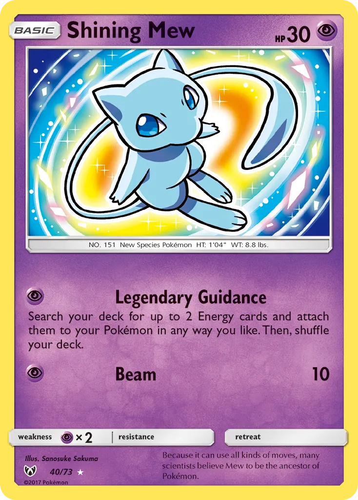 2017 Shining Legends Shining Mew #40/73 Rare Shining card image