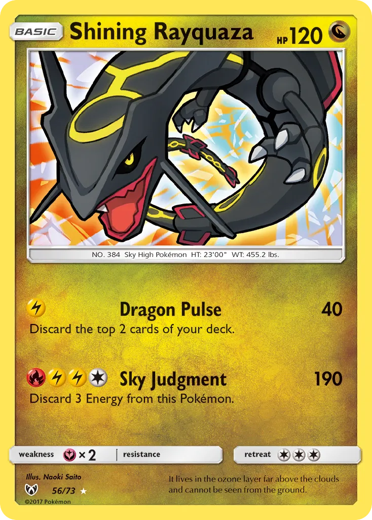 2017 Shining Legends Shining Rayquaza #56/73 Rare Shining card image
