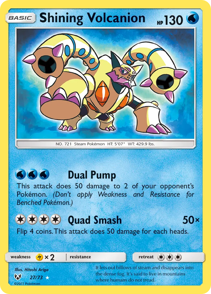 2017 Shining Legends Shining Volcanion #27/73 Rare Shining card image