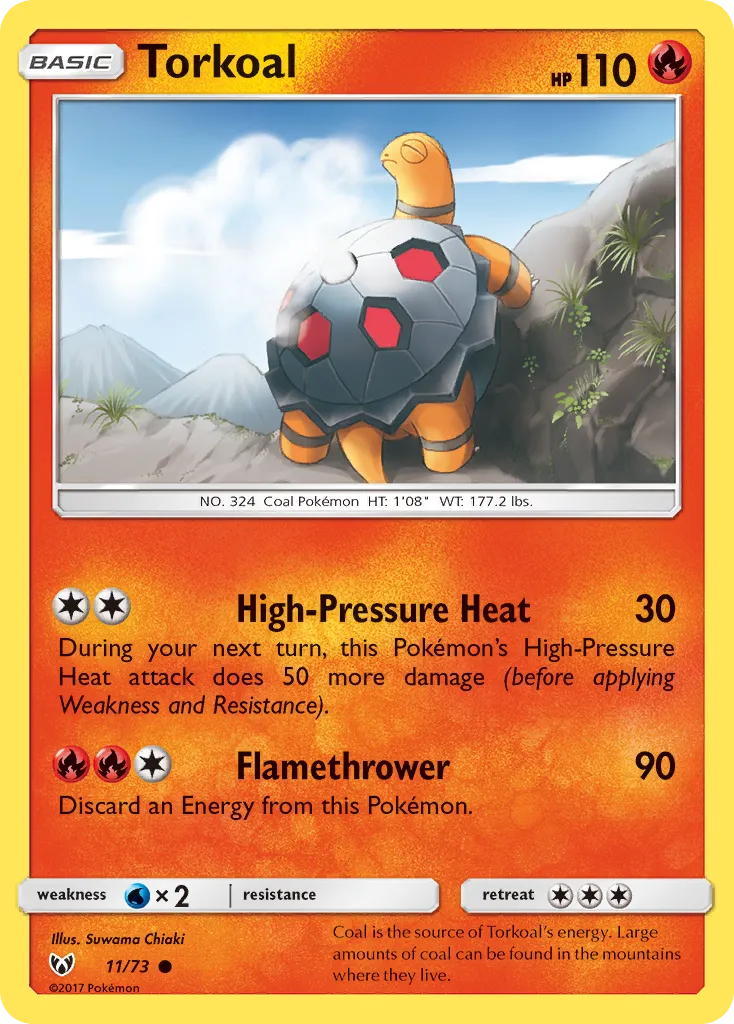 2017 Shining Legends Torkoal Common #11/73 Common card image