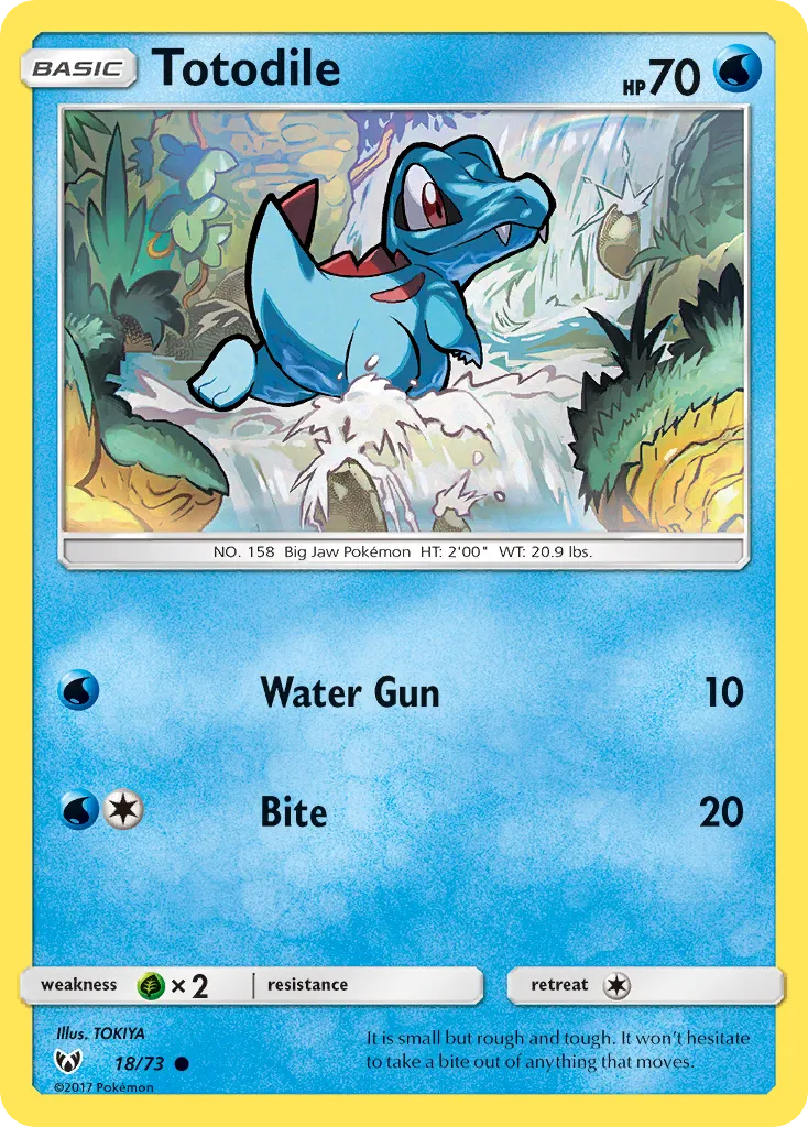 2017 Shining Legends Totodile Common #18/73 Common card image