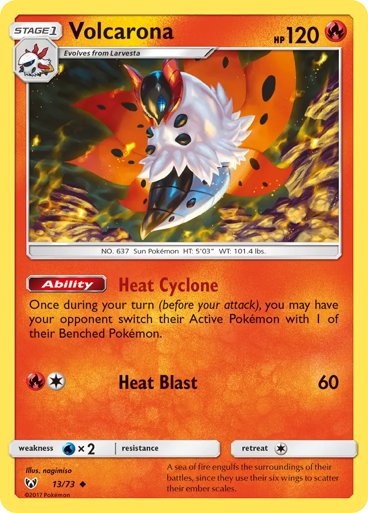 2017 Shining Legends Volcarona #13/73 Uncommon card image