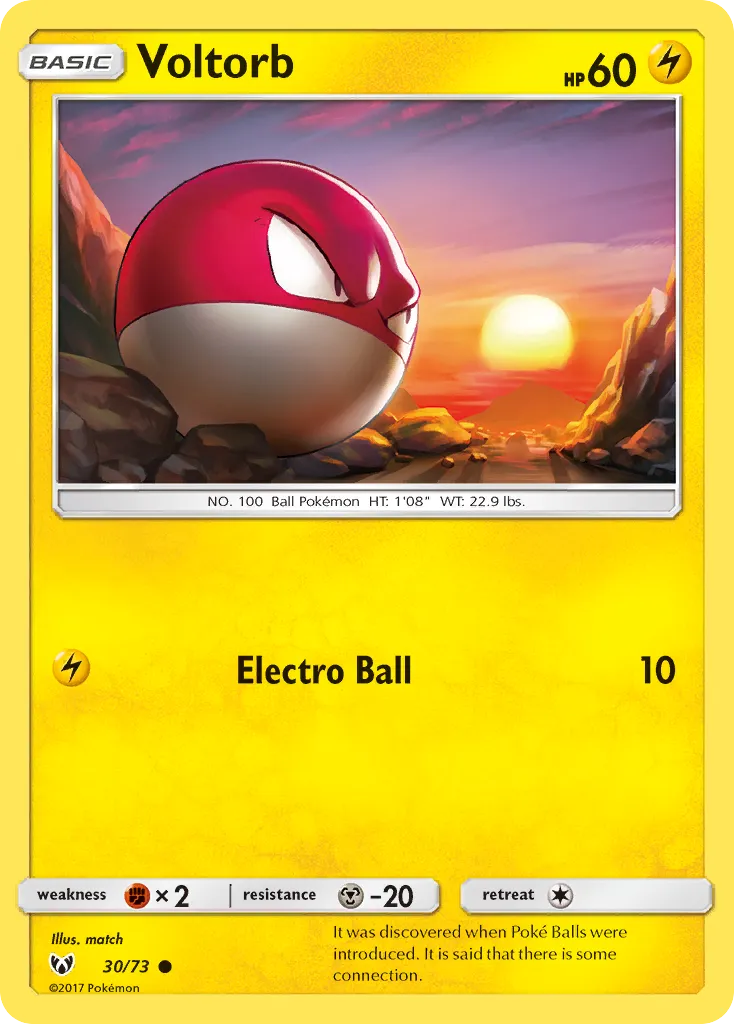 2017 Shining Legends Voltorb Common #30/73 Common card image