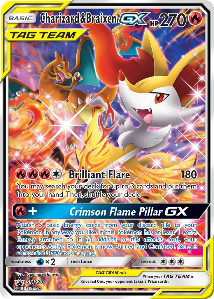 2017 SM Black Star Promos Charizard & Braixen-GX #SM230 card image