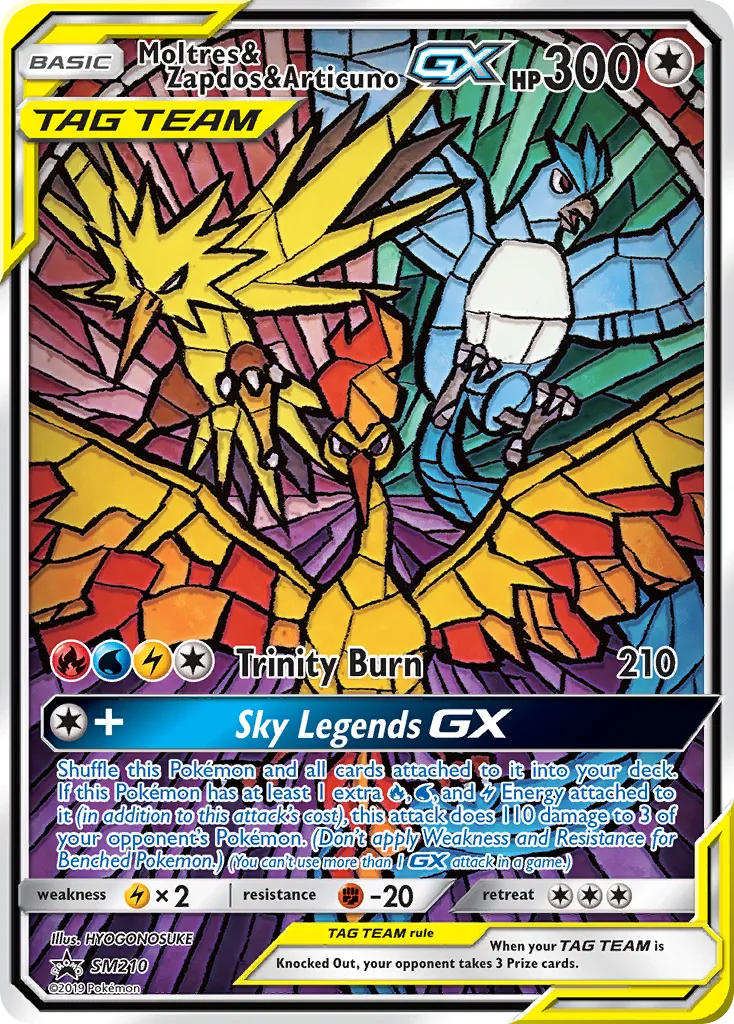 2017 SM Black Star Promos Moltres & Zapdos & Articuno-GX #SM210 card image