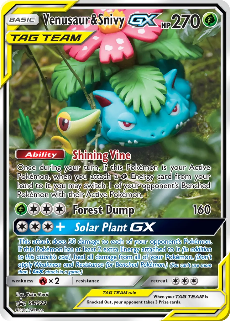 2017 SM Black Star Promos Venusaur & Snivy-GX #SM229 card image