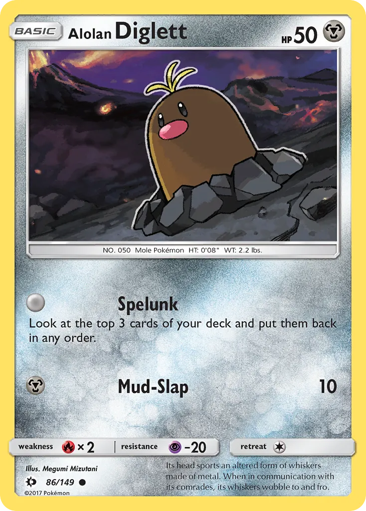 2017 Sun & Moon Alolan Diglett Common #086/149 Common card image