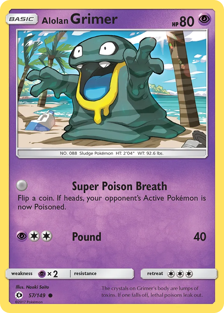 2017 Sun & Moon Alolan Grimer Common #057/149 Common card image