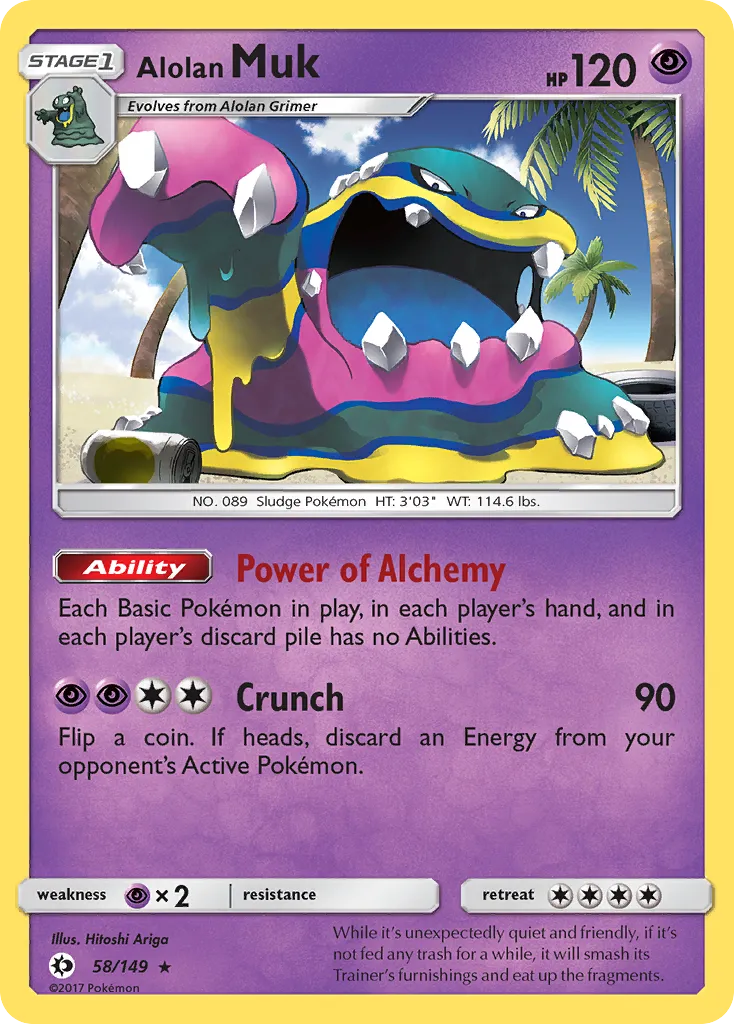 2017 Sun & Moon Alolan Muk #058/149 Rare Holo card image