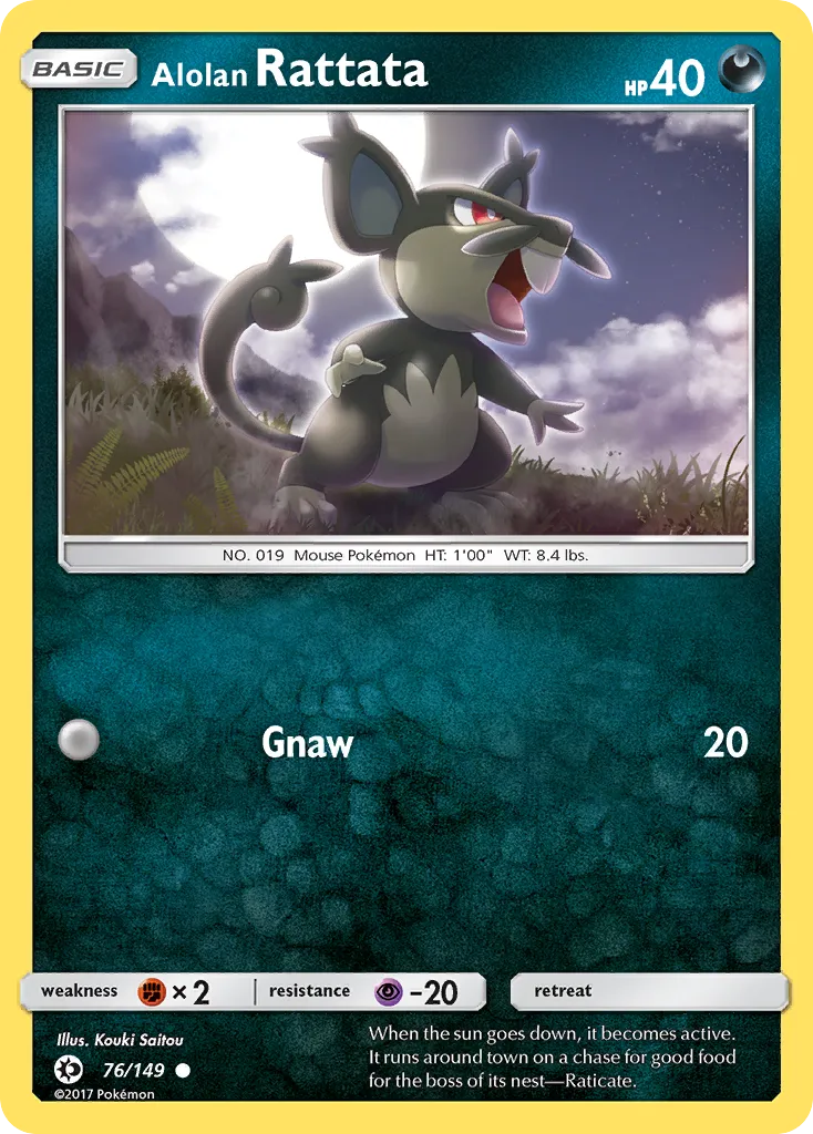 2017 Sun & Moon Alolan Rattata Common #076/149 Common card image