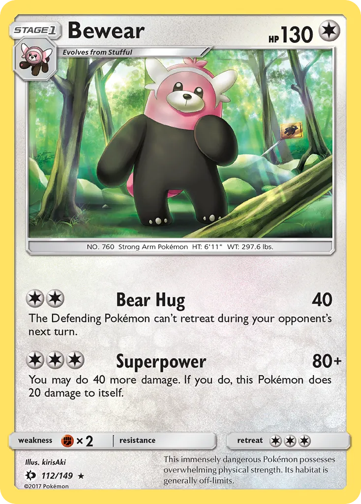 2017 Sun & Moon Bewear Rare #112/149 Rare card image