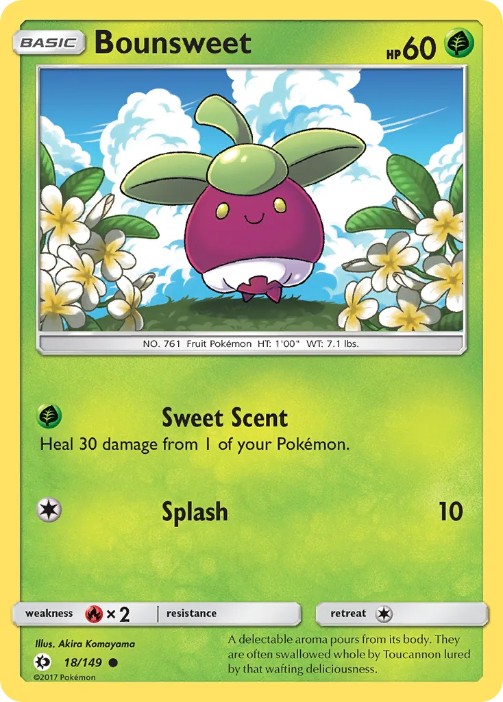 2017 Sun & Moon Bounsweet Common #018/149 Common card image