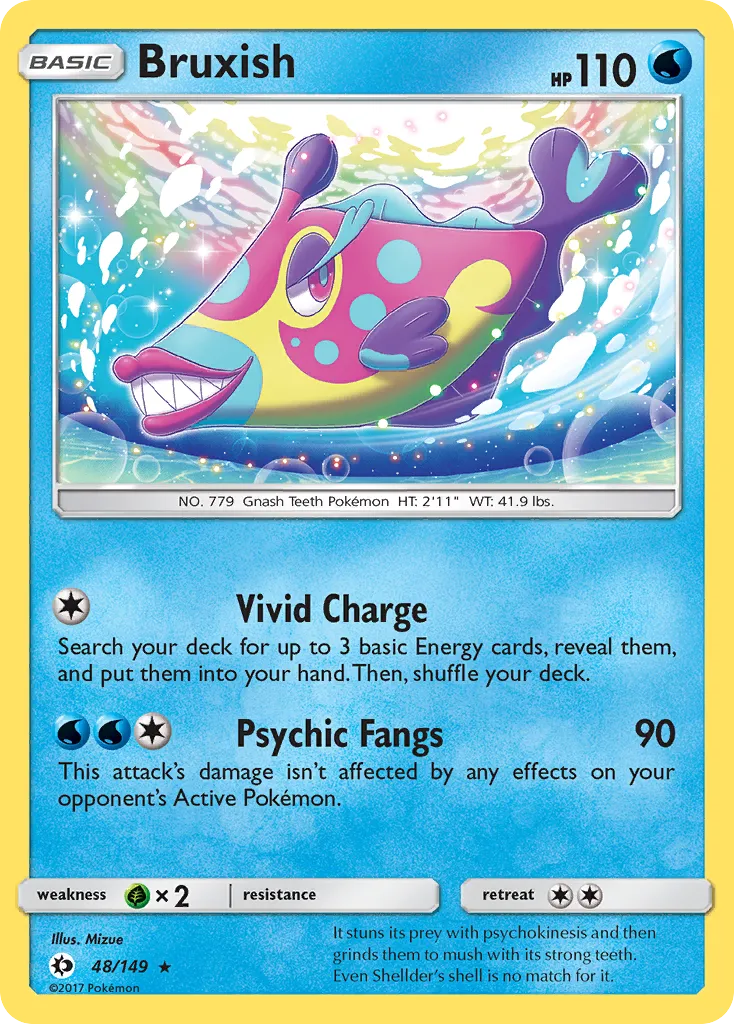 2017 Sun & Moon Bruxish Rare #048/149 Rare card image