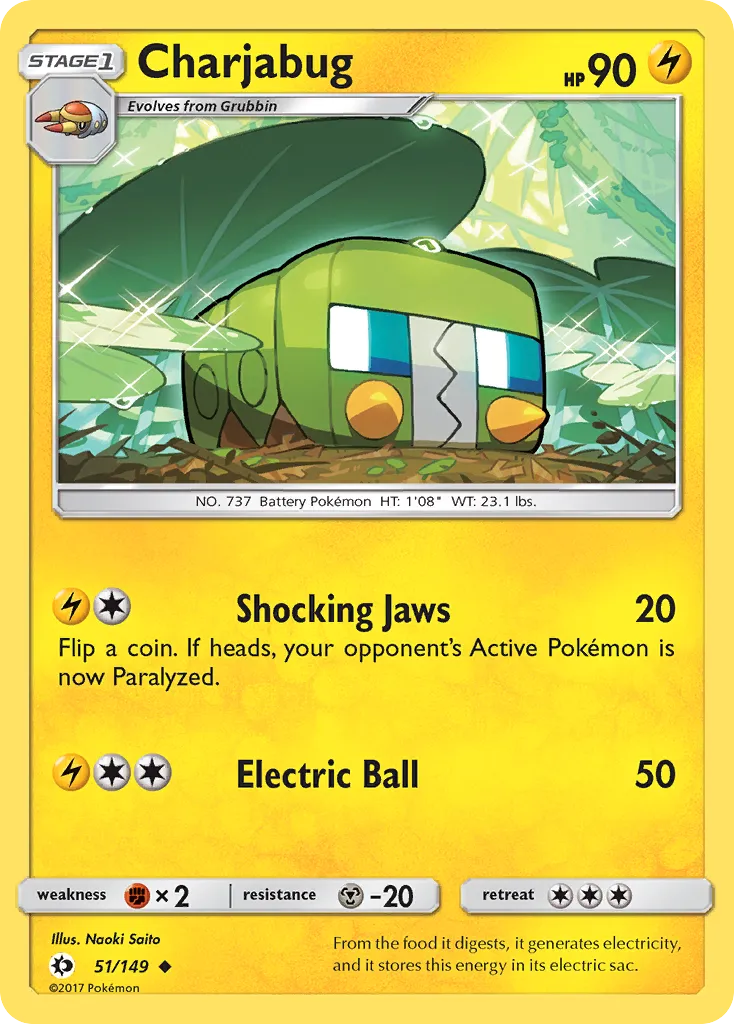 2017 Sun & Moon Charjabug #051/149 Uncommon card image