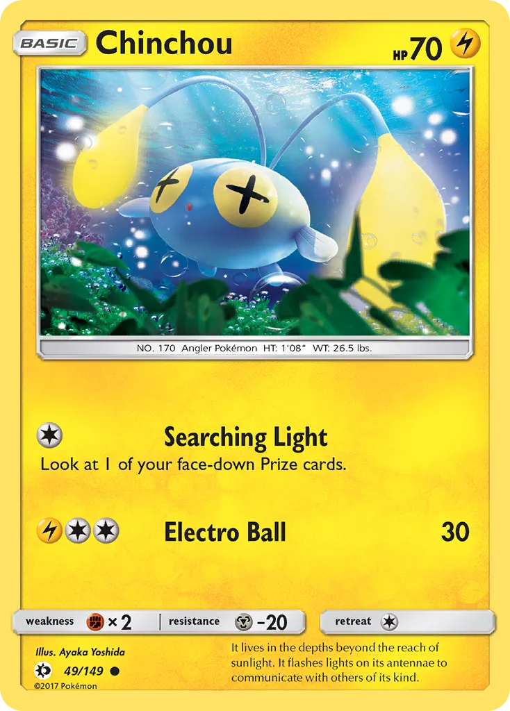 2017 Sun & Moon Chinchou Common #049/149 Common card image