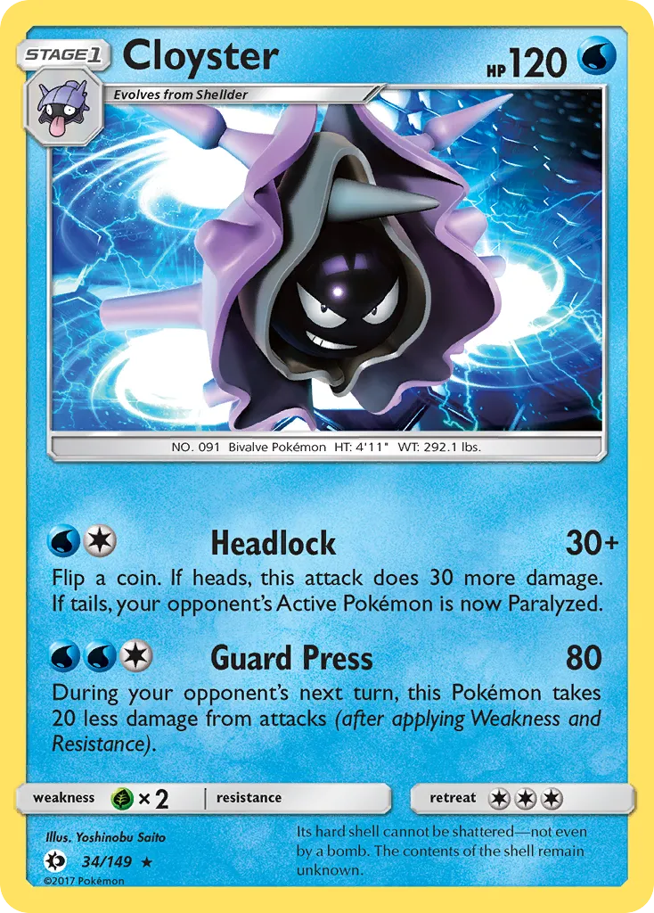 2017 Sun & Moon Cloyster Rare #034/149 Rare card image