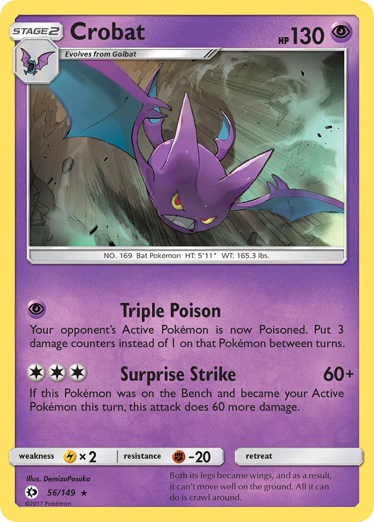2017 Sun & Moon Crobat Rare Holo #056/149 Rare Holo card image