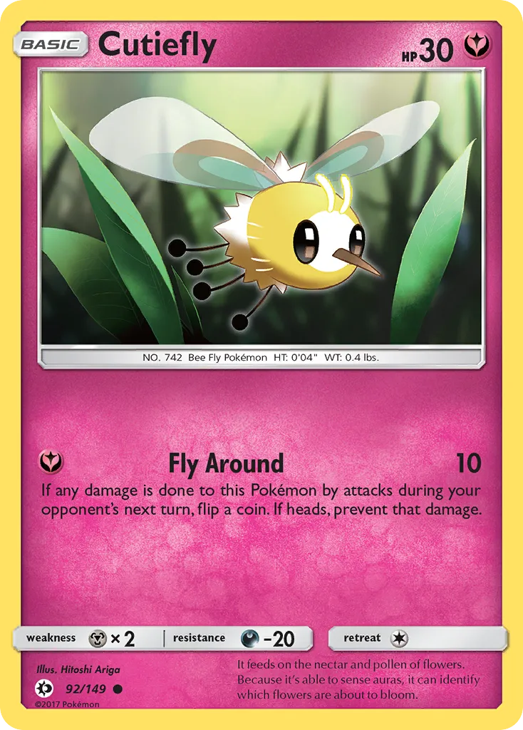 2017 Sun & Moon Cutiefly Common #092/149 Common card image
