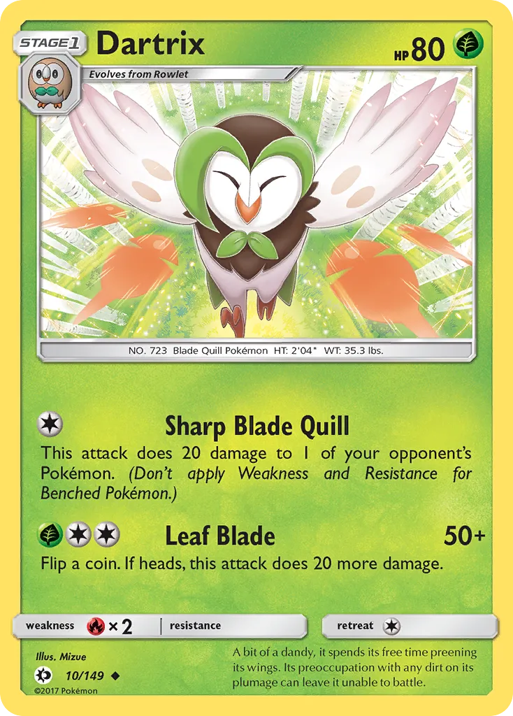 2017 Sun & Moon Dartrix Uncommon #010/149 Uncommon card image