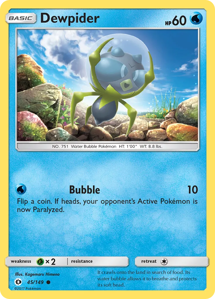 2017 Sun & Moon Dewpider Common #045/149 Common card image