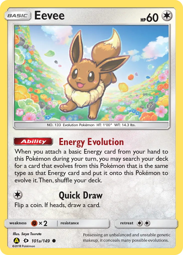 2017 Sun & Moon Eevee #101A/149 Common card image