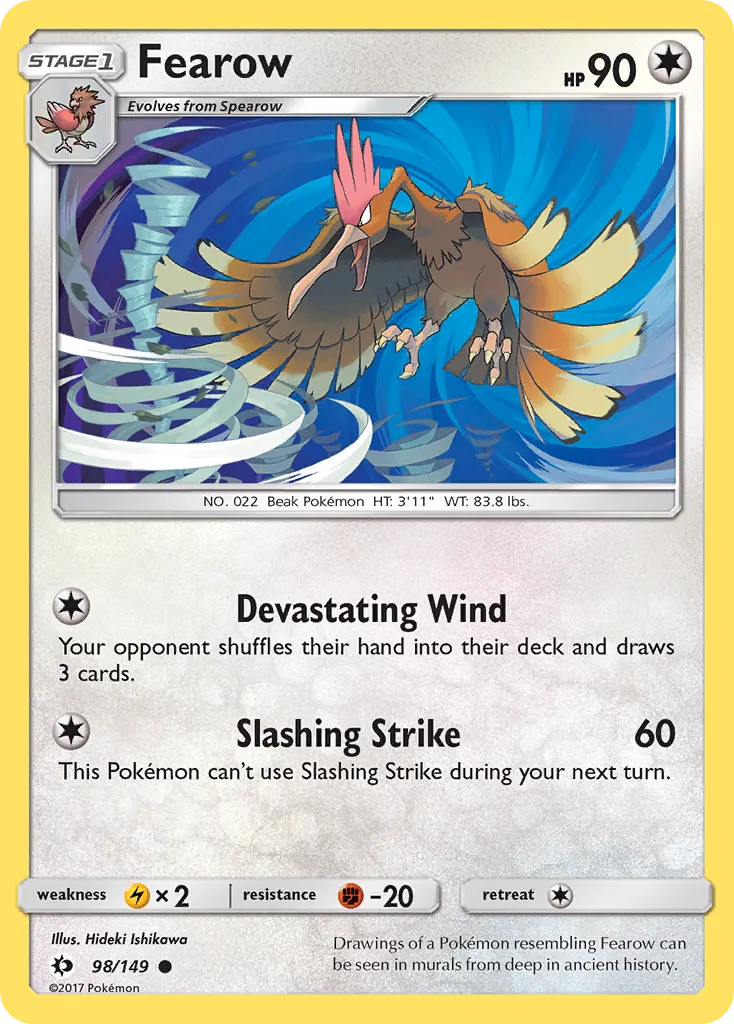 2017 Sun & Moon Fearow Common #098/149 Common card image