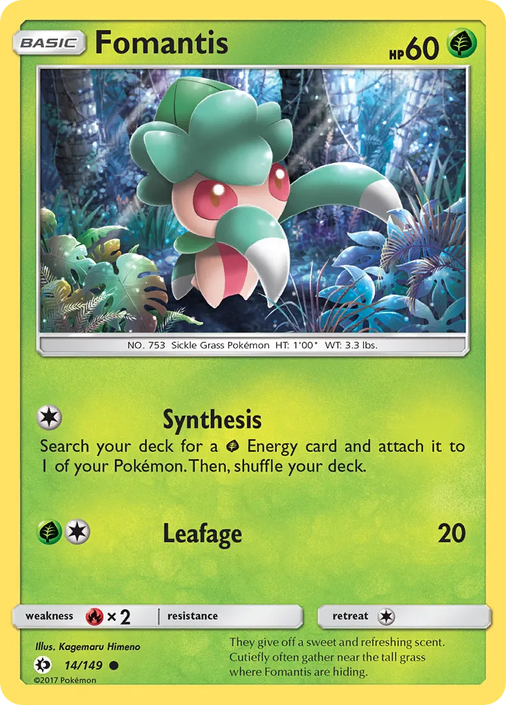 2017 Sun & Moon Fomantis Common #014/149 Common card image