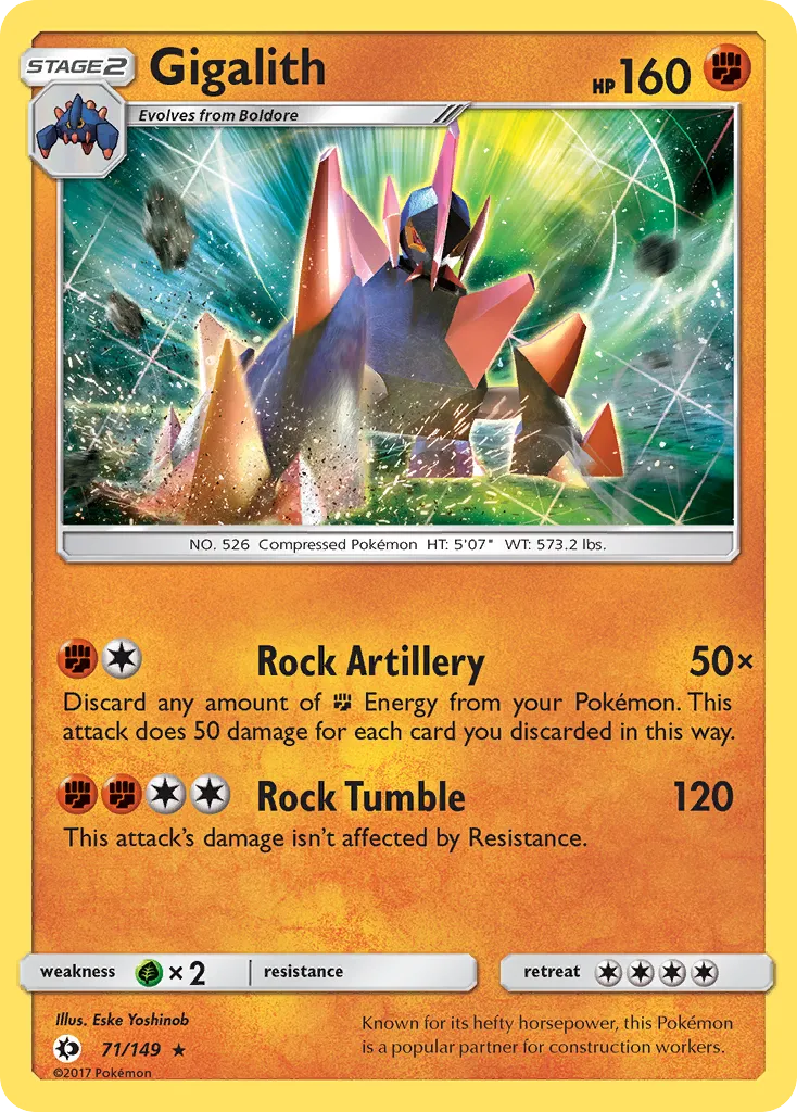 2017 Sun & Moon Gigalith #071/149 Rare Holo card image