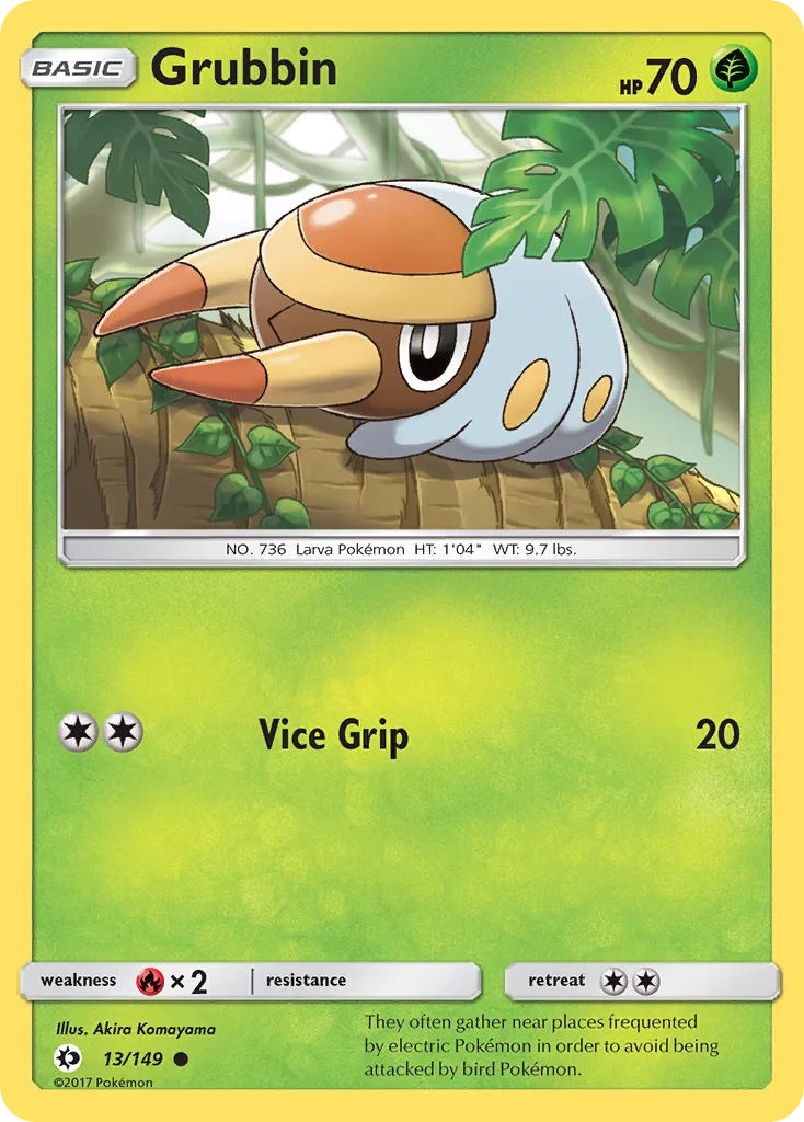 2017 Sun & Moon Grubbin Common #013/149 Common card image