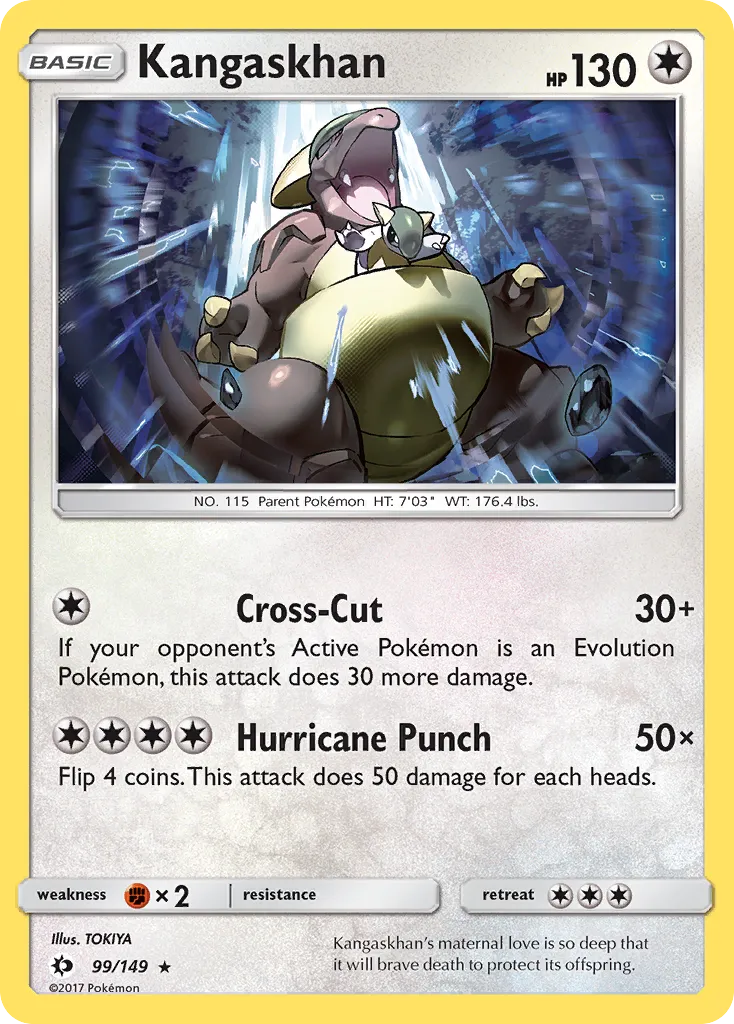 2017 Sun & Moon Kangaskhan Rare Holo #099/149 Rare Holo card image