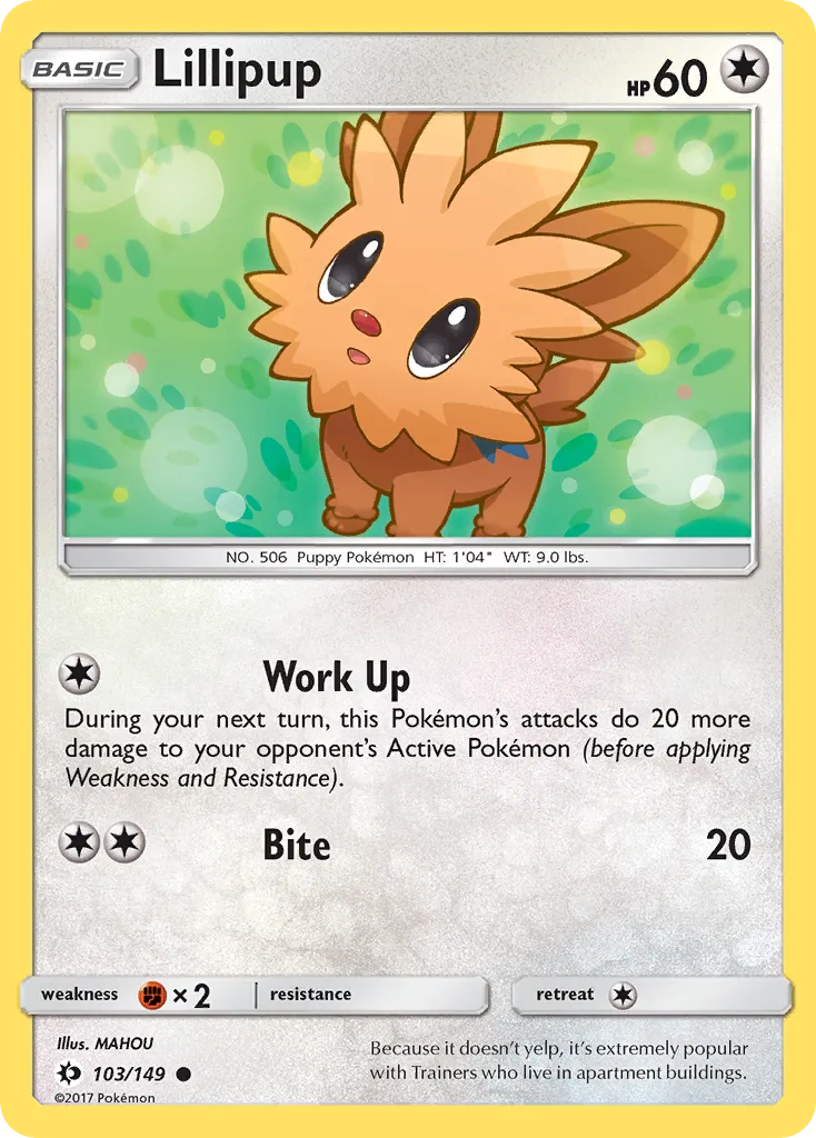 2017 Sun & Moon Lillipup Common #103/149 Common card image