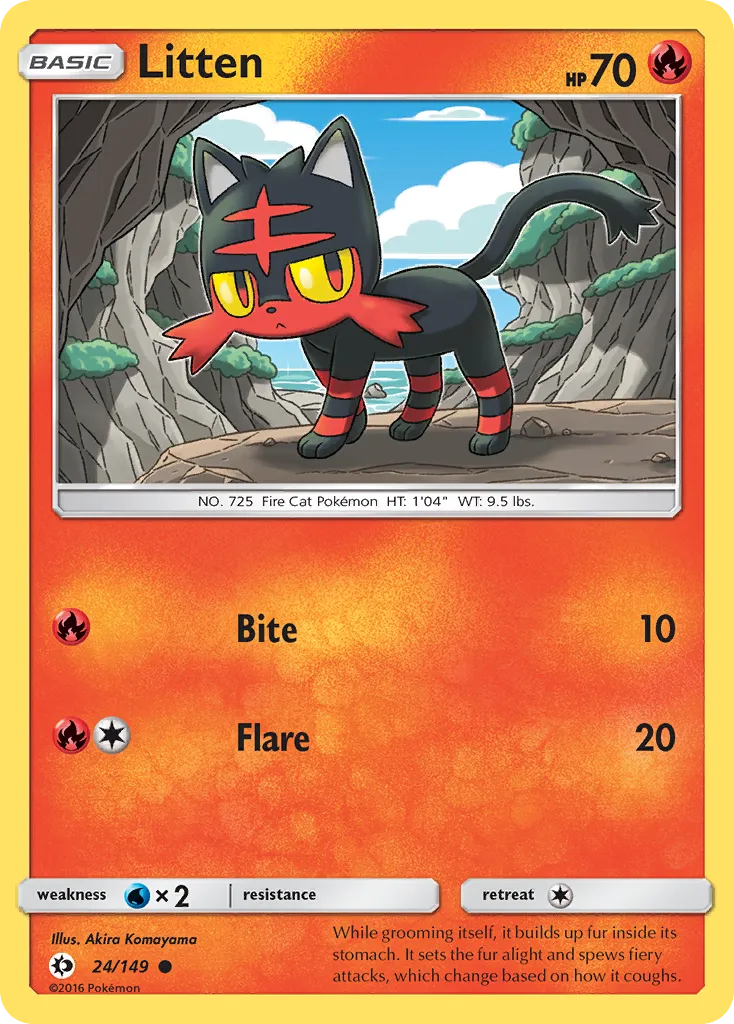 2017 Sun & Moon Litten Common #024/149 Common card image