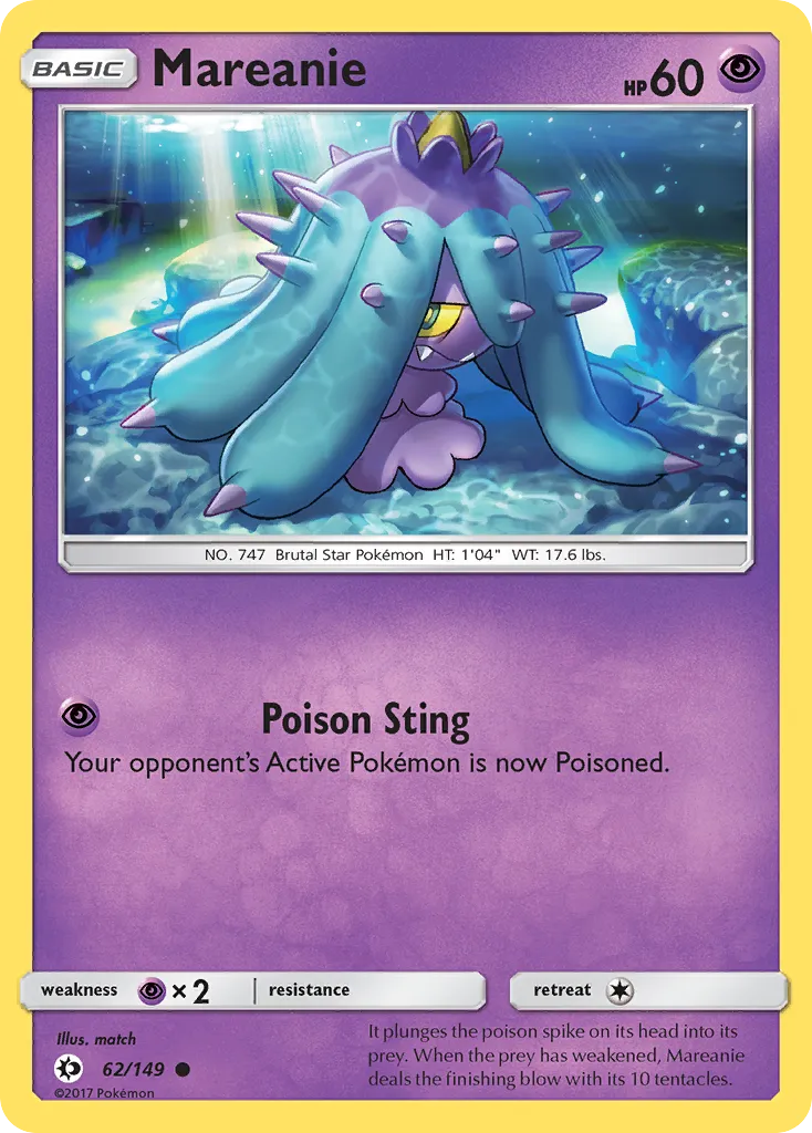 2017 Sun & Moon Mareanie Common #062/149 Common card image