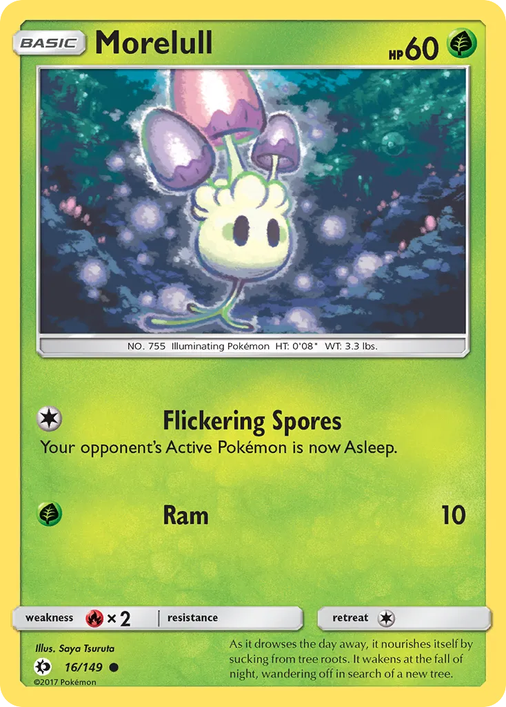 2017 Sun & Moon Morelull Common #016/149 Common card image
