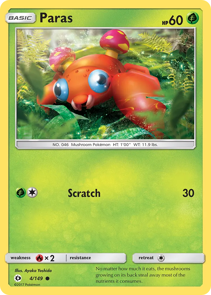 2017 Sun & Moon Paras Common #004/149 Common card image