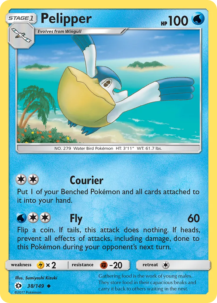2017 Sun & Moon Pelipper Uncommon #038/149 Uncommon card image