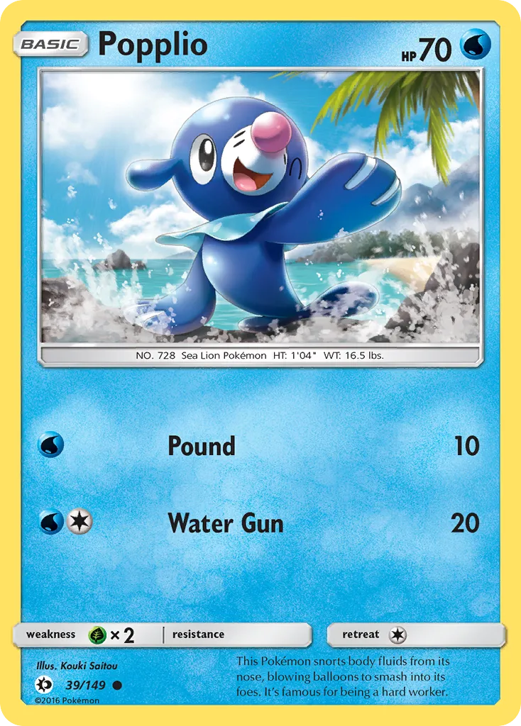 2017 Sun & Moon Popplio Common #039/149 Common card image