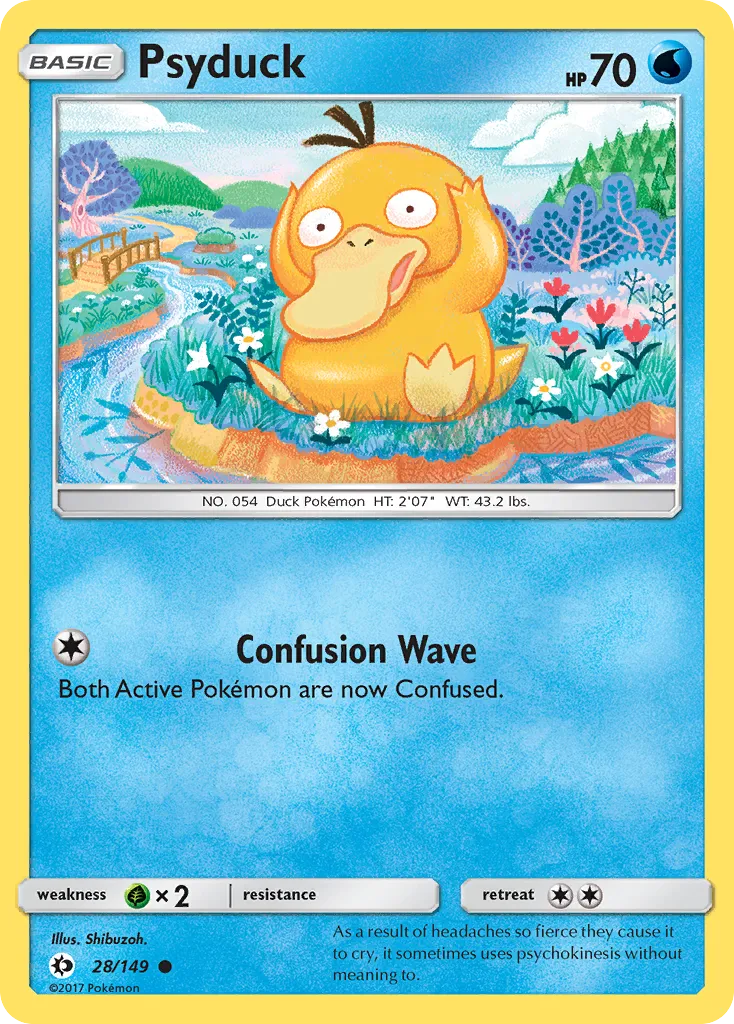 2017 Sun & Moon Psyduck Common #028/149 Common card image