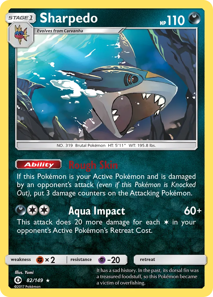 2017 Sun & Moon Sharpedo Rare Holo #082/149 Rare Holo card image