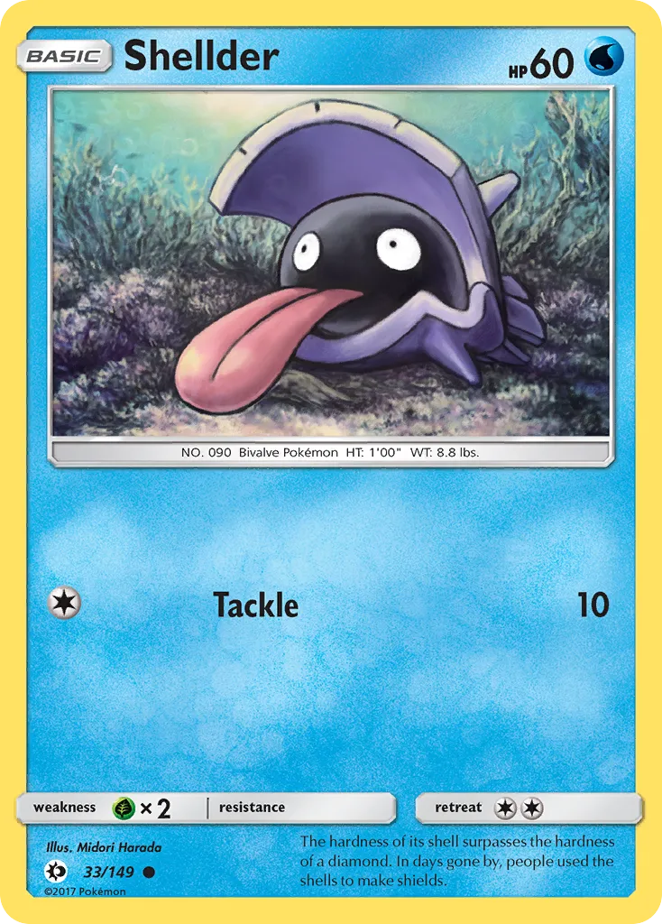 2017 Sun & Moon Shellder Common #033/149 Common card image